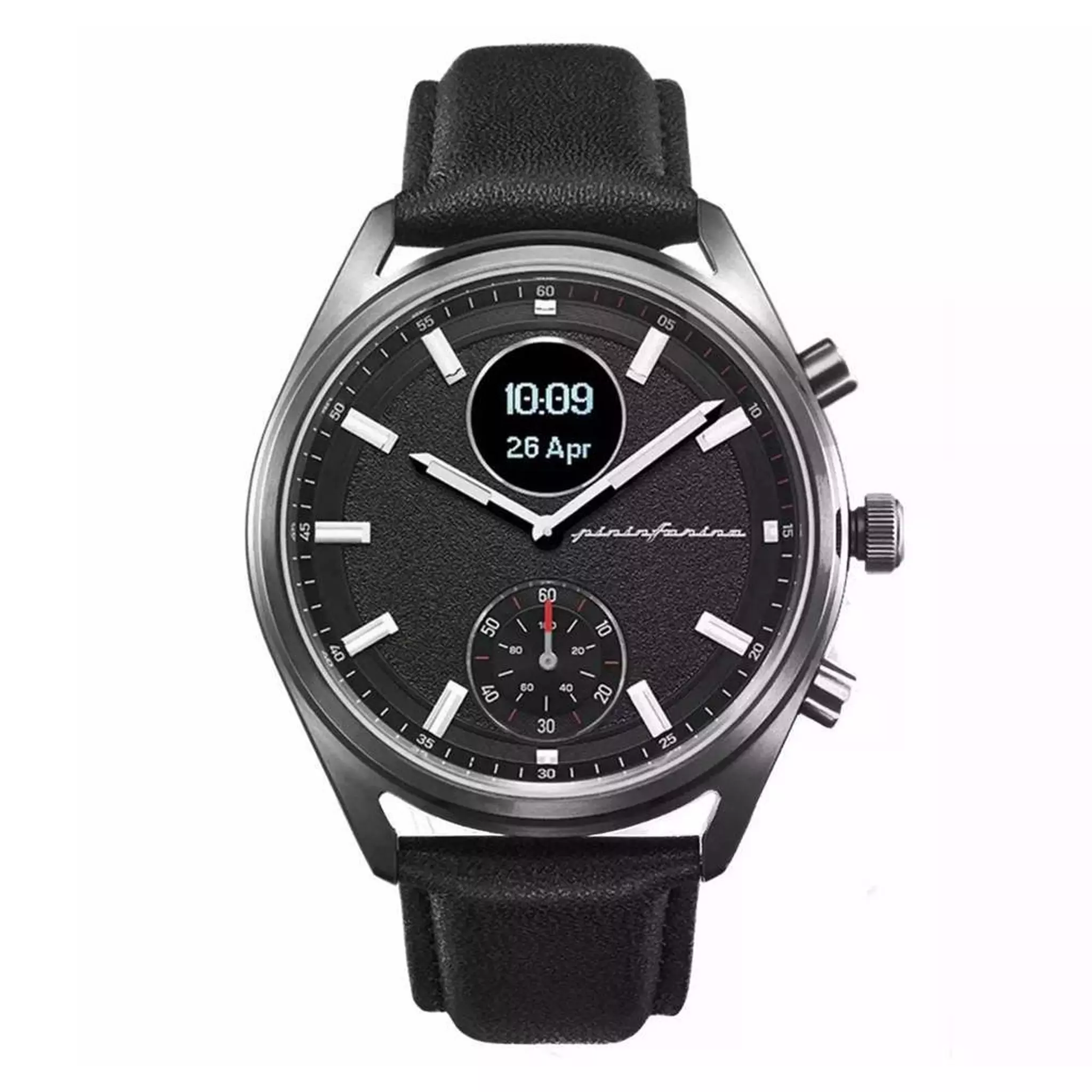 Pininfarina Men's Smart Watch, 44mm, Leather Band, PMH03B-04 - Black